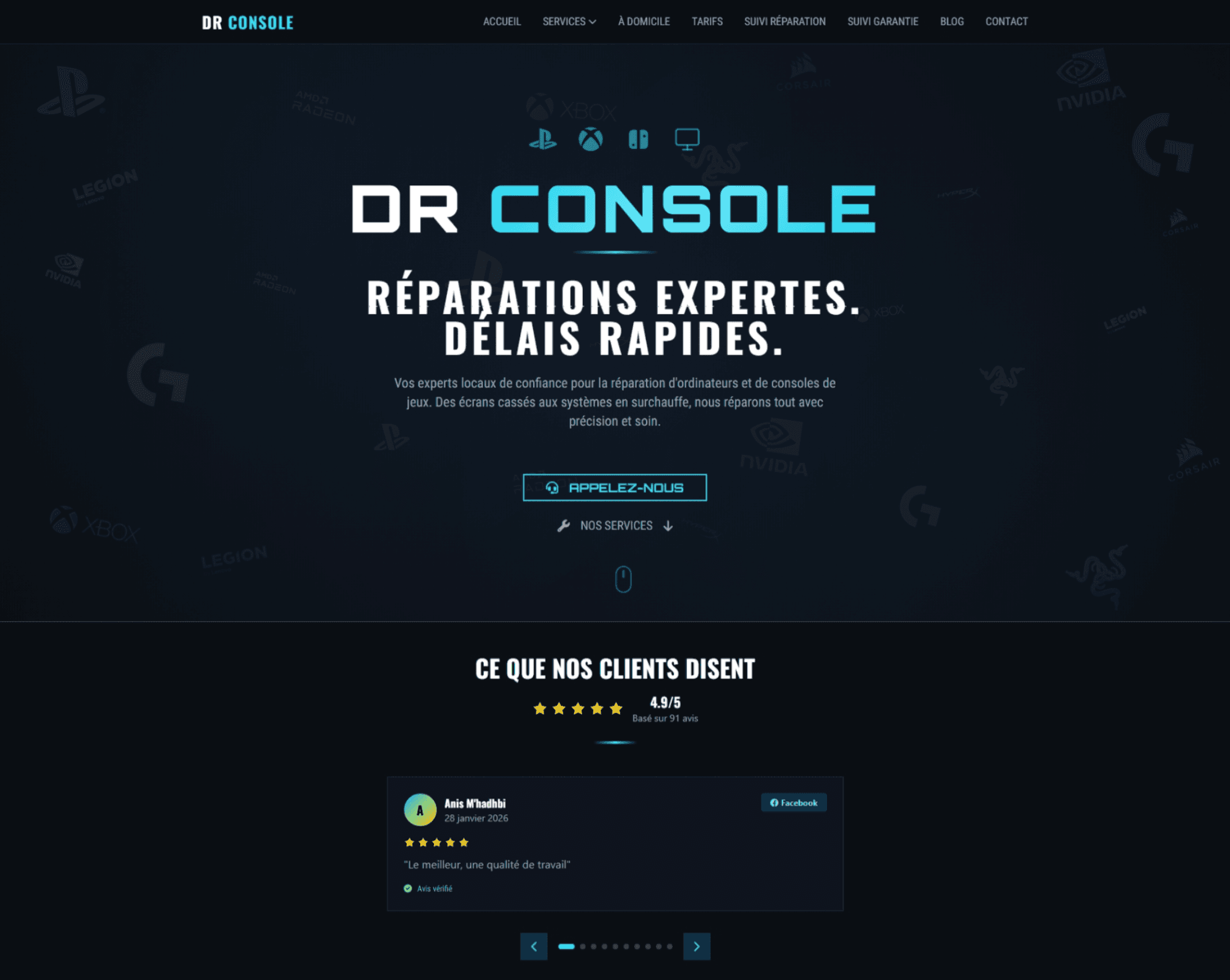 Capture d'écran du site Dr Console & PC